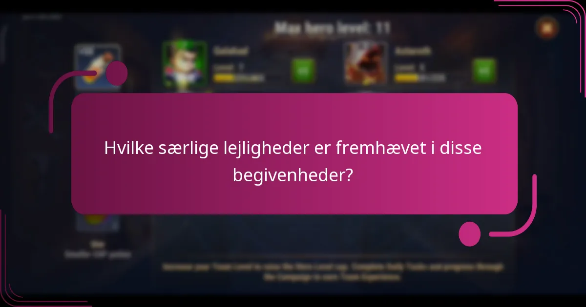 Hvilke særlige lejligheder er fremhævet i disse begivenheder?